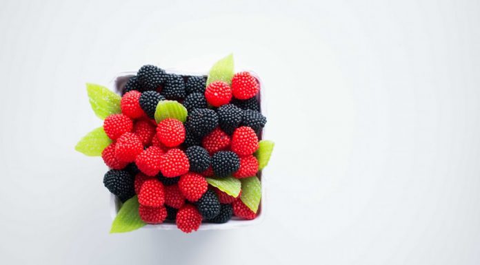 bowl of red and black berries